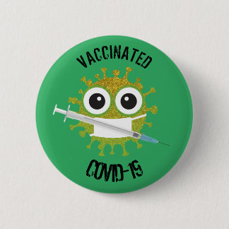 Vaccinerat COVID-19 6 cm rund bricka Knapp