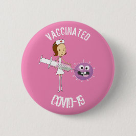 Vaccinerat COVID-19 6 cm rund bricka Knapp