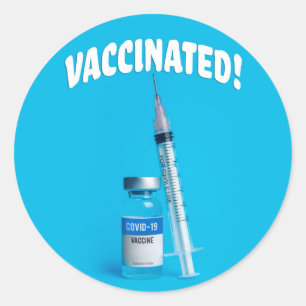 Vaccinerat Covid- 19 vaccin Runt Klistermärke
