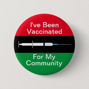 Vaccinerat för Mitt Community Red Black and Grönt Knapp