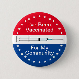 Vaccinerat för mitt Community Red White och Blue Knapp
