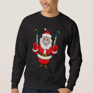 Vaccinerat Jultomten i Ansikte Mask Merry Christma Lång Ärmad Tröja