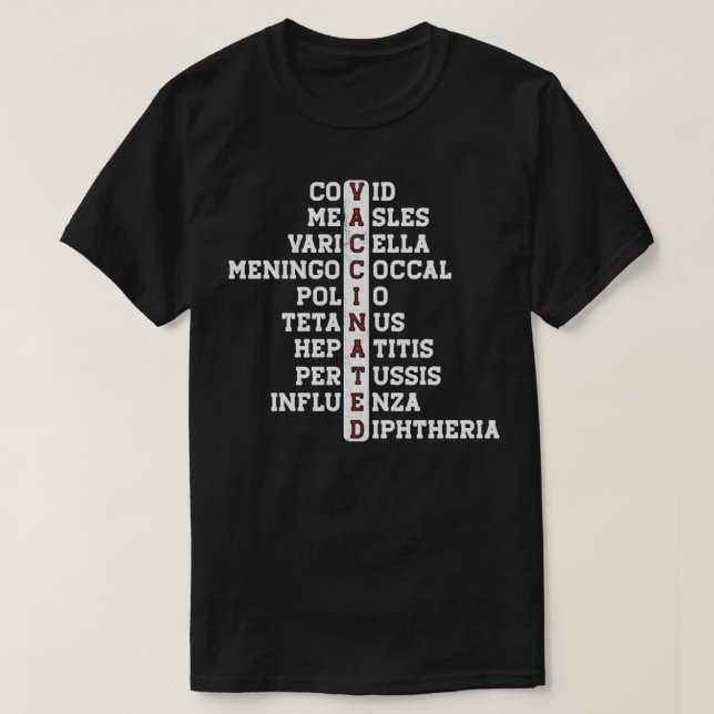 Vaccinerat levande mässling Varicella Funny Vaccin T Shirt (Design framsida)