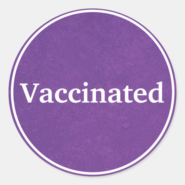 Vaccinerat (Lila) Runt Klistermärke (Framsida)