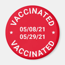 Vaccinerat med anpassningsbar data och röd text magnet