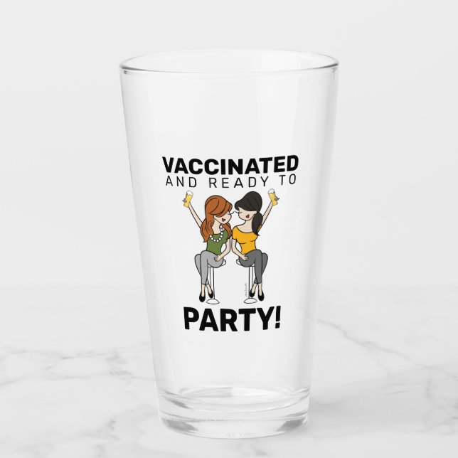 Vaccinerat och Redo till Party - Öl Glaskopp (Framsida)