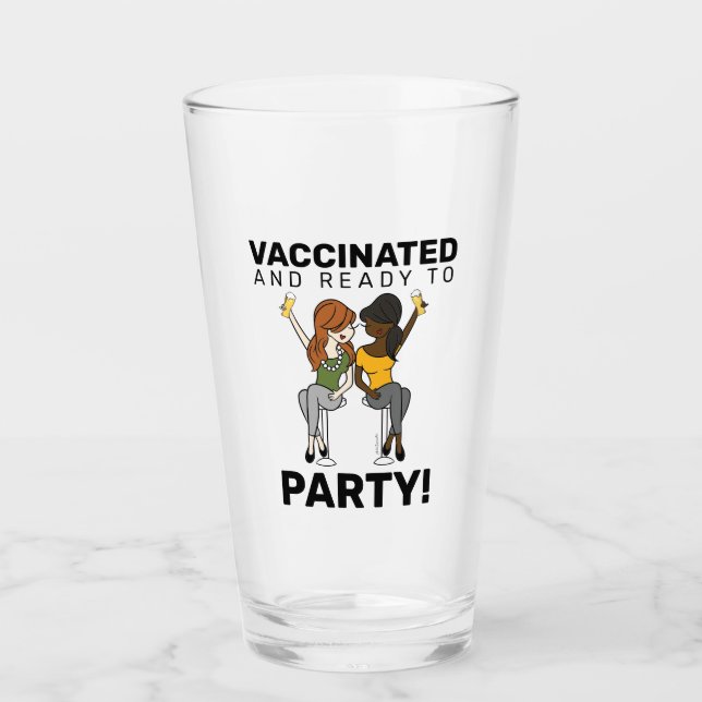 Vaccinerat och Redo till Party - Öl Glaskopp (Framsida)