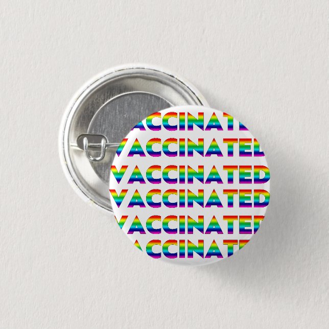 Vaccinerat, Pride lgbt lgbtq gay rainbow mönster Knapp (Framsida & baksida)