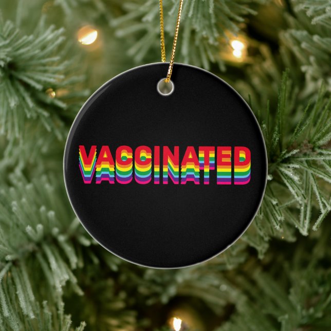 Vaccinerat pride lgbt rainbow retro färg svart julgransprydnad keramik (Träd)