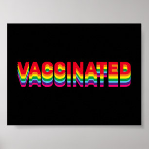 Vaccinerat pride lgbt rainbow retro färg svart poster