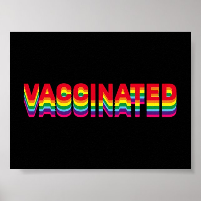 Vaccinerat pride lgbt rainbow retro färg svart poster (Framsidan)
