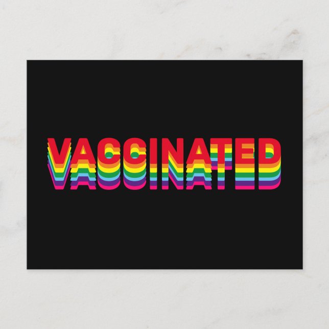 Vaccinerat pride lgbt rainbow retro färg svart vykort (Framsida)