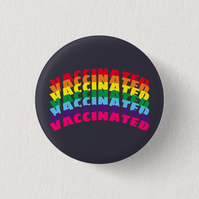 Vaccinerat regnbåge, pride marinblått modernt knapp (Framsida)