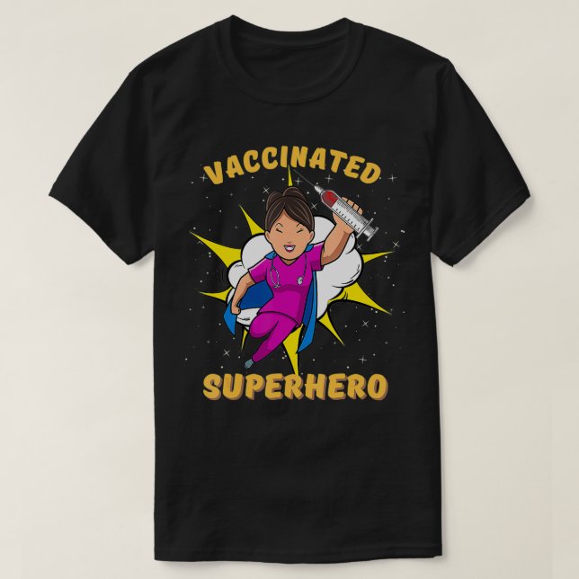 Vaccinerat sjukse Vaccinerat superhjälte Pro Vacci T Shirt (Design framsida)
