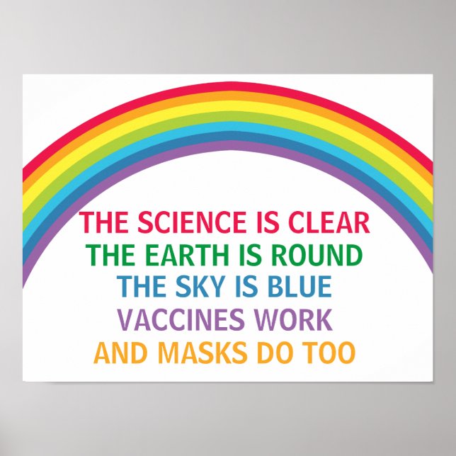 Vaccines Work Bära a Mask Rainbow MediOffice Poster (Framsidan)