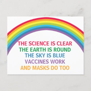 Vaccines Work Bära a Mask Rainbow Science Quote Vykort