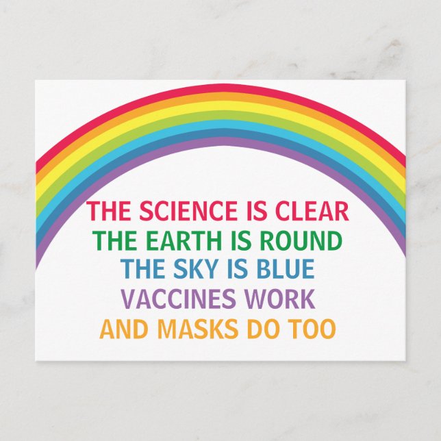 Vaccines Work Bära a Mask Rainbow Science Quote Vykort (Framsida)