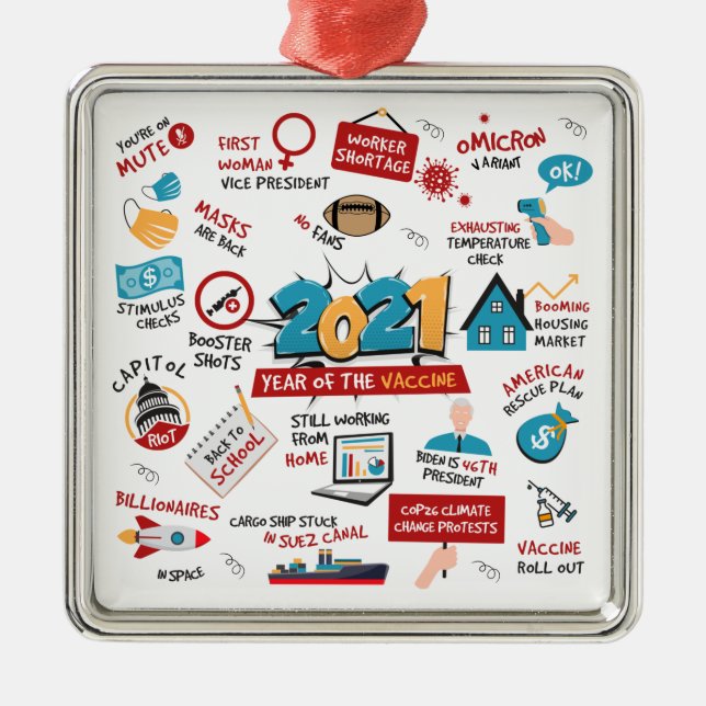 Vaccinettårshändelser Helgdag Julgran 2021 Julgransprydnad Metall (Framsidan)