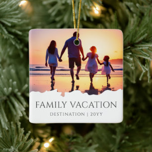 Vacering av elegant-familj Foto för familjen Res Julgransprydnad Keramik