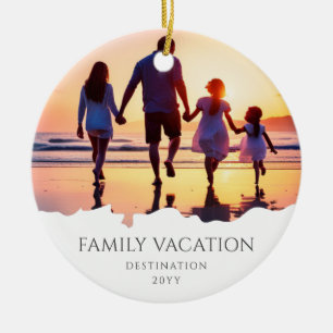 Vacering av elegant-familj Foto för familjen Res Julgransprydnad Keramik