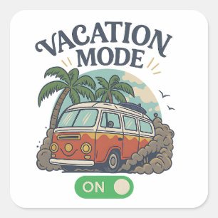 Vaceringsläge på påhängare - Retro VW Camper Van P Fyrkantigt Klistermärke