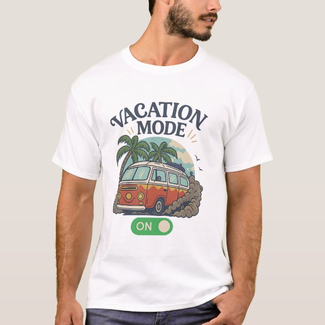 Vaceringsläge på - Retro VW-kamper Van Handflatan  T Shirt (Framsida)