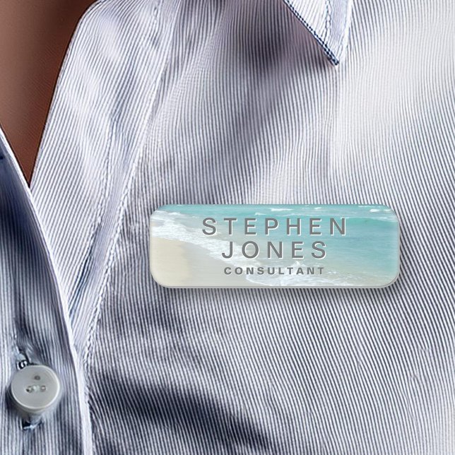 Vaceringsresurs för byte av strandhav vid verklig  namnbricka (beach ocean resort name tag)