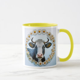 Vache avec une couronne de marguerites. mugg