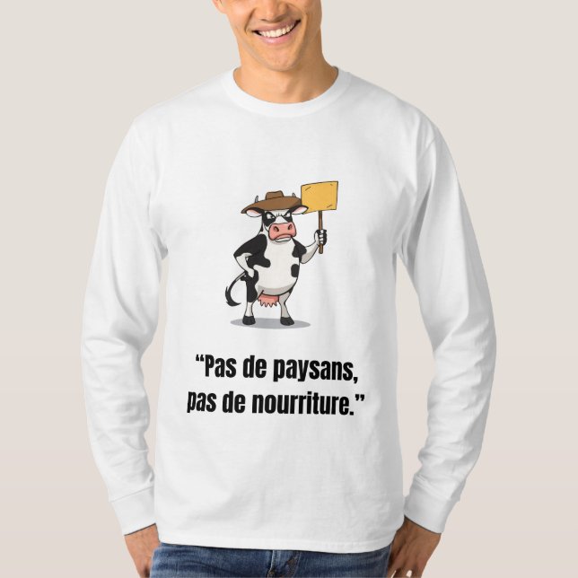 Vache en Colère en Protestation – T-shirt Cartoon  (Framsida)