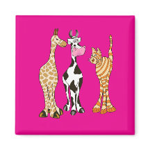Vache, zèbre, girafe en dessin enfants