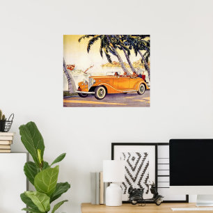 Vacitet i vintage i en konvertibel bil poster