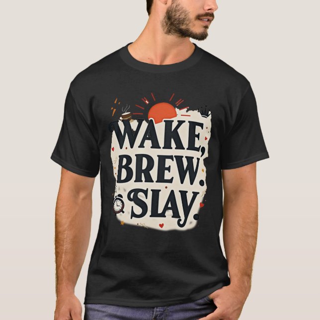 Väck Kaffe Förinta | Motiverande Kaffe Drottning T Shirt (Framsida)