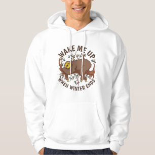 Väck Mig När Vintern Tar Slut Rolig Latmask Konst Hoodie