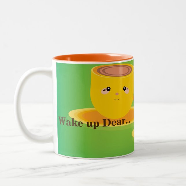 Väck upp kära tryckt te eller kaffe elegant mugg (Vänster)