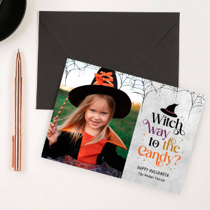 Väck vägen till godiset Halloween-fotokortet Kort