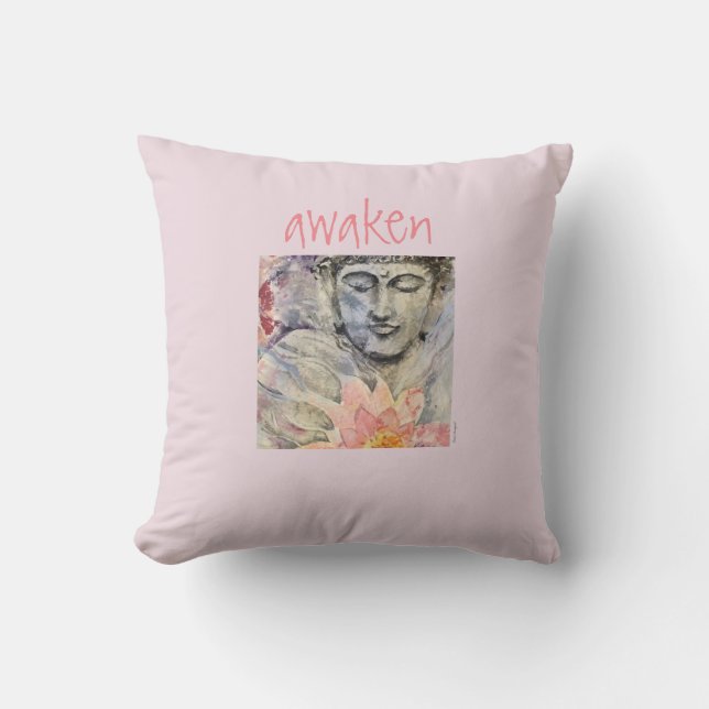 Väcka salighet Buddha, vattenfärg somkonst kudder Kudde (Framsida)