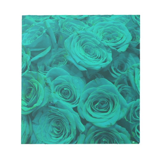 Vackal teal grönt ro teal-blommor anteckningsblock (Framsida)