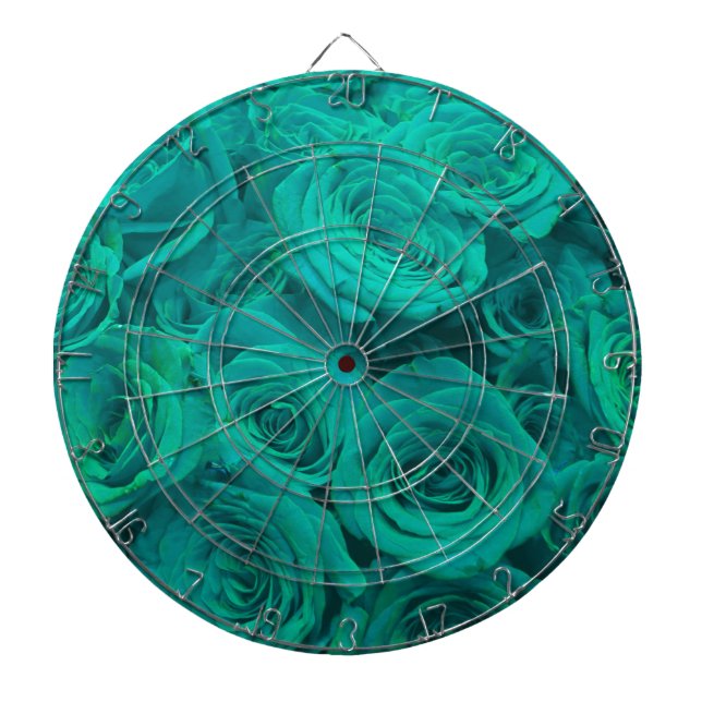Vackal teal grönt ro teal-blommor darttavla (Framsidan)