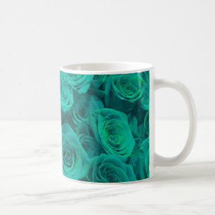 Vackal teal grönt ro teal-blommor kaffemugg