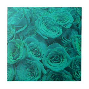 Vackal teal grönt ro teal-blommor kakelplatta