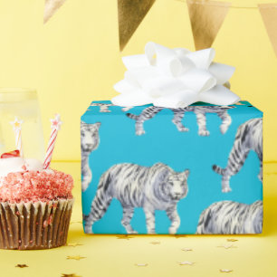 Vackare Bengal White Tiger Blue Mönster Presentpapper