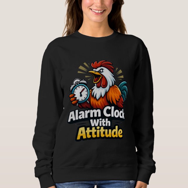 Väckarklocka med attityd, eldkastare-citat. t shirt (Framsida)