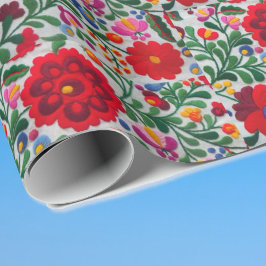 Vackbar mexikansk Blommigt Embroidery Mönster Wrap Presentpapper