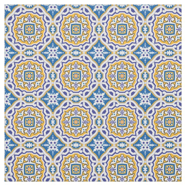 💙 Vackblå Azulejos 004, liten storlek bricka  Tyg (Provkarta)