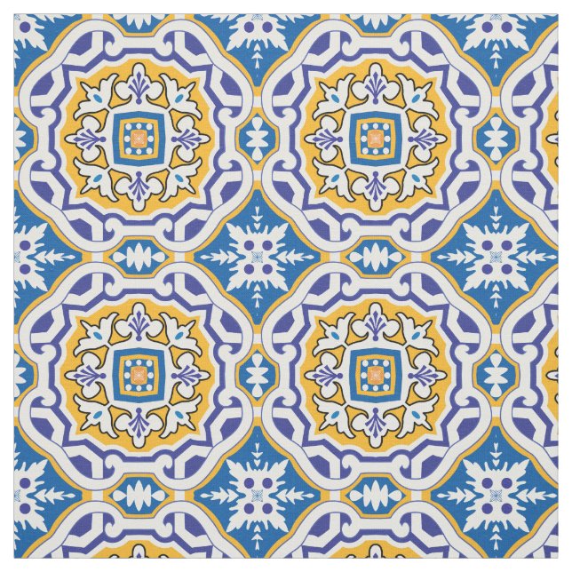 💙 Vackblå Azulejos 004, storlek med XXL Tyg (Provkarta)