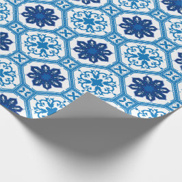 💙 Vackblå Azulejos I Wrapping Papper Presentpapper