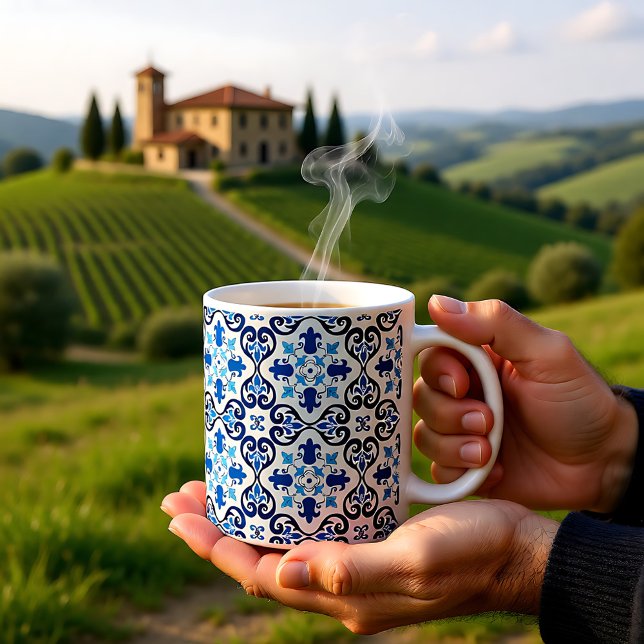 💙 Vackblå Azulejos III - små plattor Kaffemugg (💙 Beautiful blue Azulejos small tiles Coffee Mug)