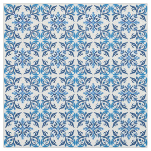 💙 Vackblå Azulejos, XS-plattans storleka struk Tyg