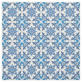 💙 Vackblå Azulejos, XS-plattans storleka struktur Tyg