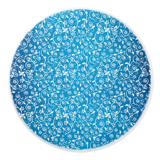 Vackblå Geometric Mönster Knopp (Framsidan)